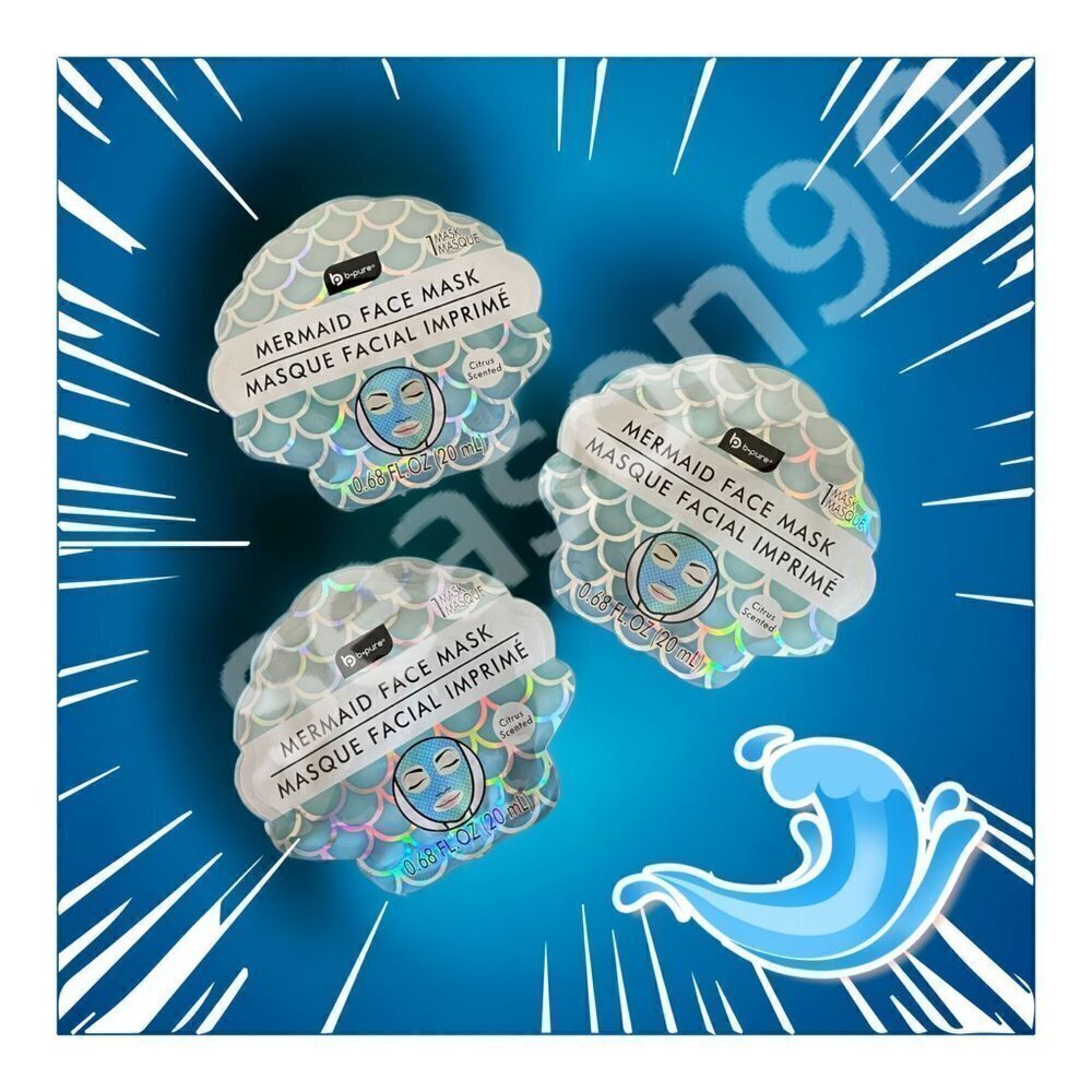 SET of (3) B-Pure® Mermaid Face Mask Peel-Off Citrus Scented 0.68 FL OZ NEW